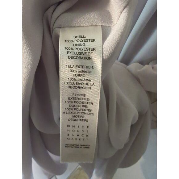 White House Black Market Camilla over the shoulder embroidered light gray blouse - Picture 9 of 9